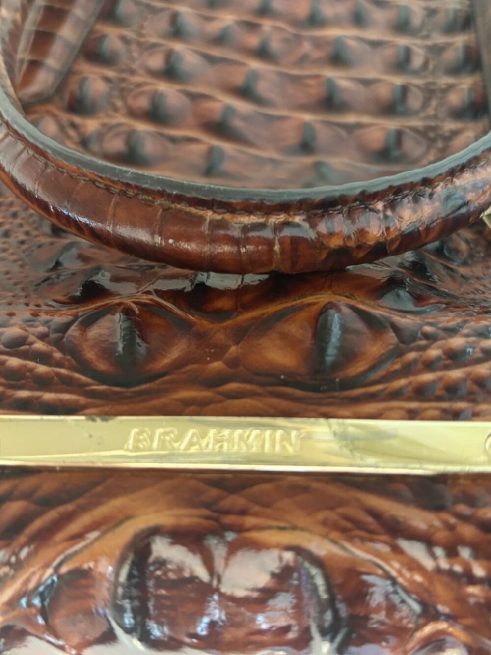 Brahmin Large Finley Carryall Satchel Purse Handbag Pecan Melbourne - Picture 7 of 14